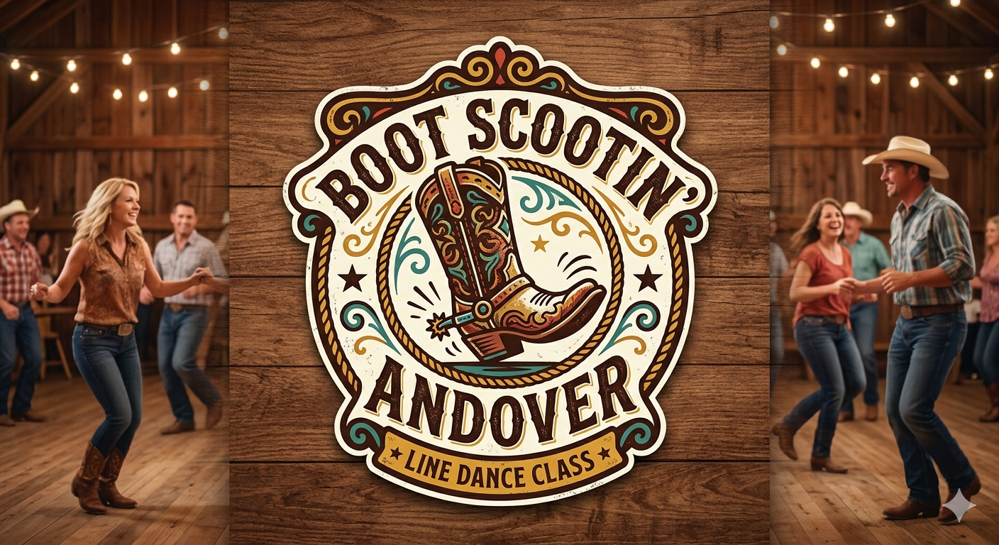 Boot Scootin' Andover line dance class logo